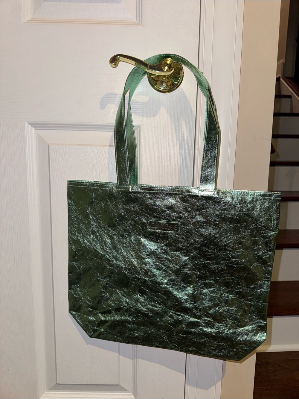 Clinique Metallic Green Tote Bag